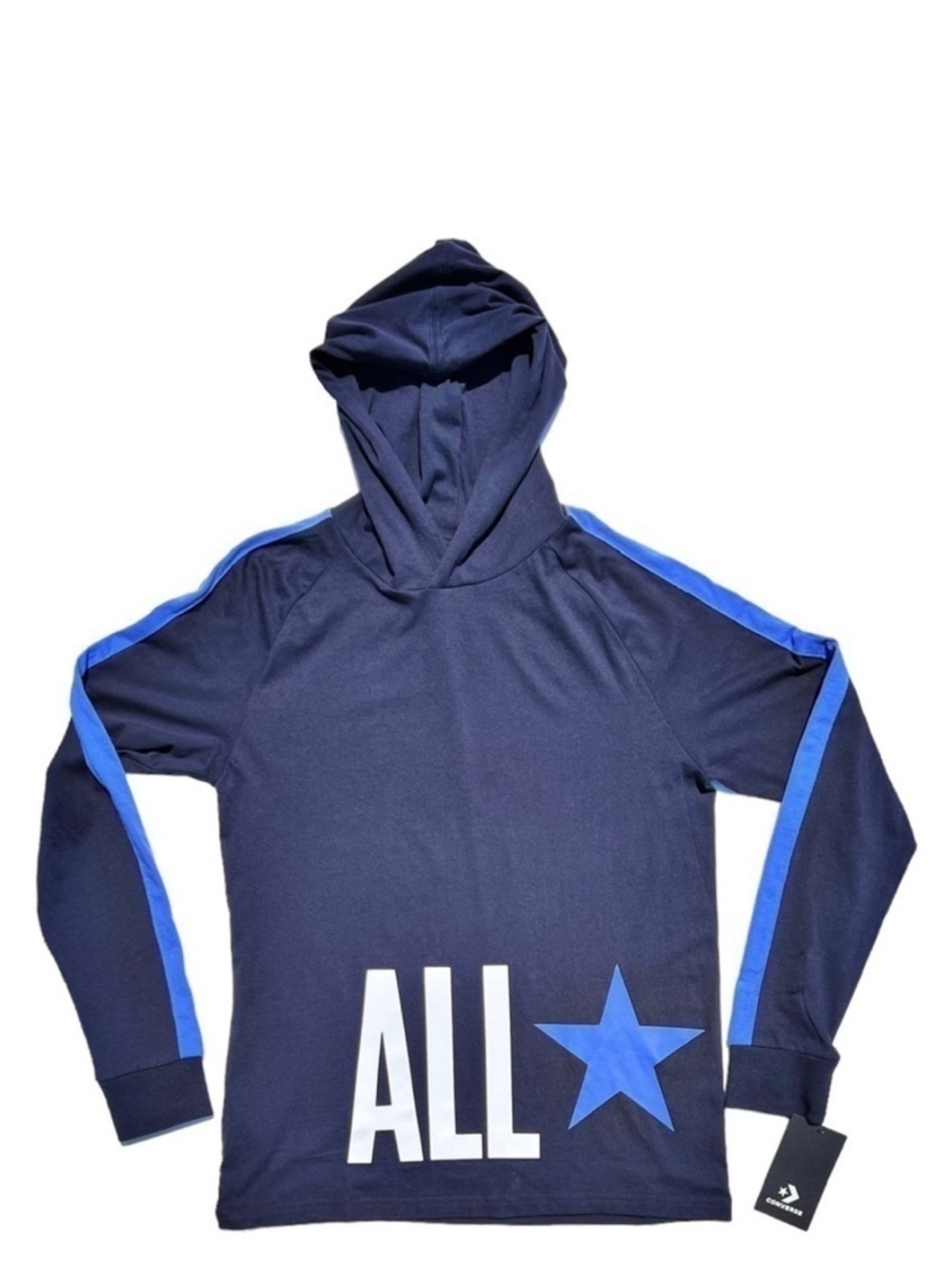 Converse Hooded Long Sleeve T-shirt Boys XL Blue All Star Cotton New NWT